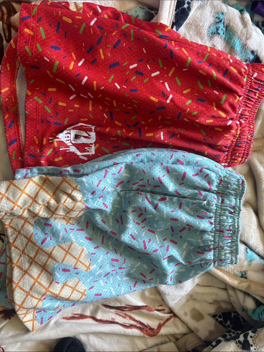 Kids Ice Cream & Sprinkle Shorts Set - Red & Light Blue Pack of 2.